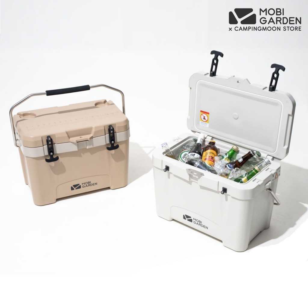 กระติกน้ำแข็ง Mobi Garden ขนาด 25L Cooler box มี 3 สี ดำ | ขาว | กากี เก็บความเย็นได้นานถึง 3 วัน