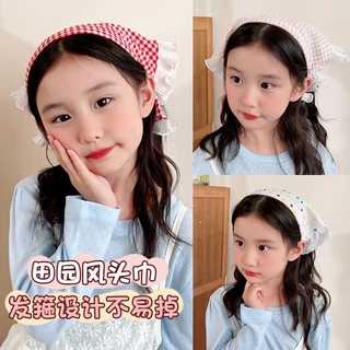 (พร้อมส่ง)Su192-COD-ในไทย-ผ้าคลุมศีรษะ ที่คาดผม ทรงสามเหลี่ยม แต่งลูกไม้ ลายดอกไม้ ลายตารางหมากรุก ผ้าพันคอ สไตล์ฝรั่งเศ