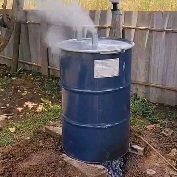 ถังเผาถ่าน เตาเผาถ่าน 2 ท่ออากาศ ขนาด 200 ลิตร