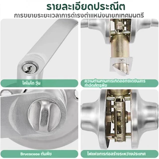 【NEW】ลูกบิดก้านโยก ลูกบิดเขาควาย ก้านโยกเปิด-ปิดประตู พร้อมล็อคในตัว กุญแจ 3ดอก อุปกรณ์ที่ล็อคประตู สแตนเลส แบบสามก้าน