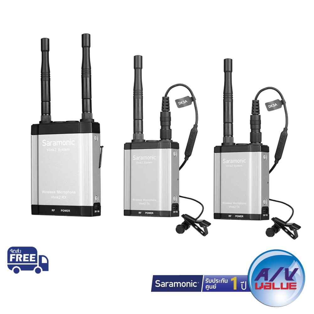 Saramonic Vlink 2 Kit 2 (TX+TX+RX) -  2.4 GHz Wireless Microphone System