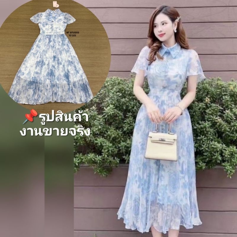 ชุดคุณภาพดี ตรงปก พร้อมส่ง-ร้านนี้มีเลย ไม่ต้องเช็ค*ส่งไว เดรส ชุดออกงานสี​ ฟ้า​ BTstudio​