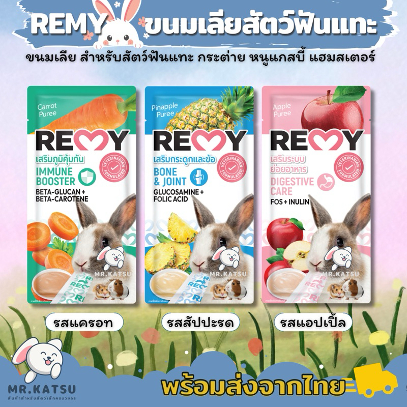 Remy เรมี่ ขนมกระต่ายเลีย หนูแกสบี้ หนูแฮมสเตอร์ สัตว์ฟันแทะ (1 ซอง 3 ชิ้น)
