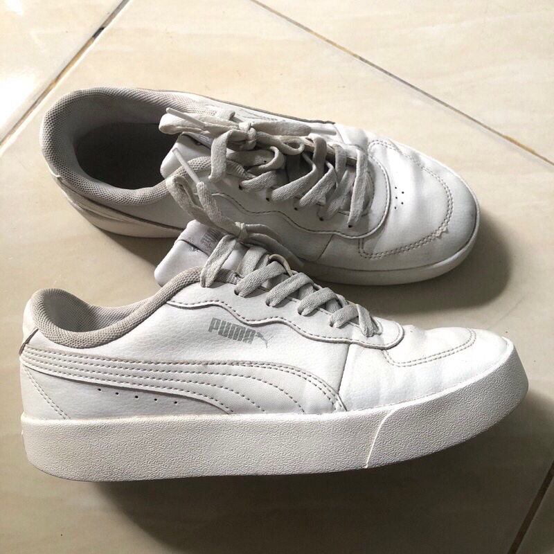 PUMA BASICS -  🌻สนีกเกอร์ผู้หญิง Skye Clean Distressed  🌈สีขาว  🍊size 37.5 ยาว 23.5