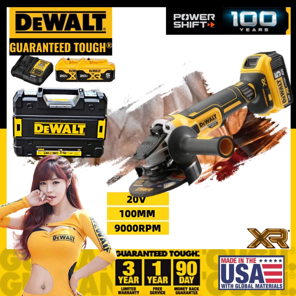 DEWALT เครื่องเจียรไร้สาย เครื่องบดมุมไฟฟ้าลิเธียมเครื่องตัดแบบไม่มีแปรงแบบชาร์จไฟได้มือบดล้อเครื่องบดมือไฟฟ้า 21V