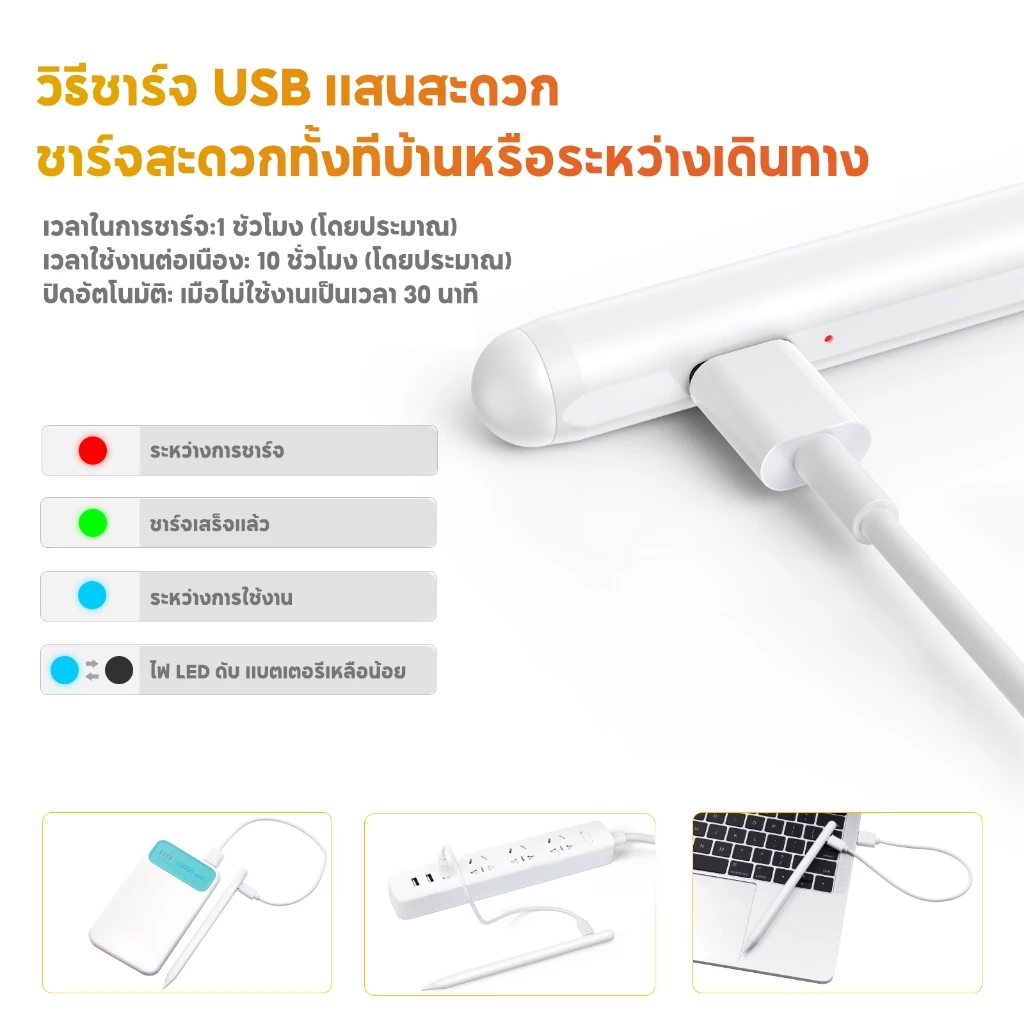 Stylus Pen สำหรับ iPad Air5/Air6 Gen6-10 Pro 11/12.9/13 วางมือบนจอได้ thumbnail 8