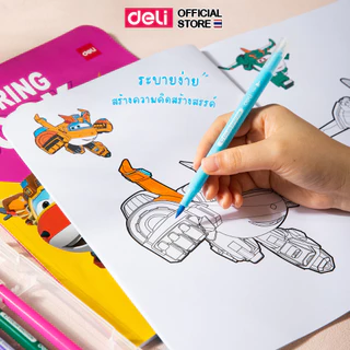 หนังสือภาพวาด Deli สมุดระบายสีเด็ก ลาย super wings A4 ฝึกพัฒนาการเด็ก ซุปเปอร์วิงส์ เครื่องเขียน สมุดวาดภาพ คละสี 1 เล่ม
