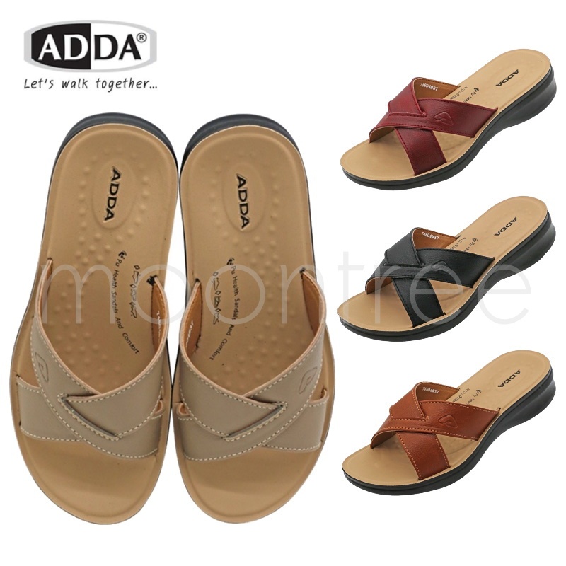 🔥ADDA 74804 รองเท้าแตะลำลอง รองเท้าผู้หญิง ทรง ใส่สบาย พื้นนุ่ม 35-40 สี ดำ แดง ครีม น้ำตาล Moontree
