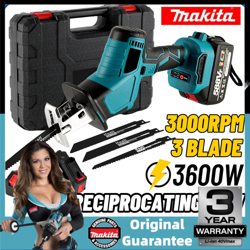 MAKITA เลื่อยไร้สาย เลื่อยชักใบไร้สาย 199V เลื่อยชักไร้สาย Cordless Reciprocating Saw ฟรี!ใบเลื่อย 4ใบ และพร้อมกล่องเก็บ