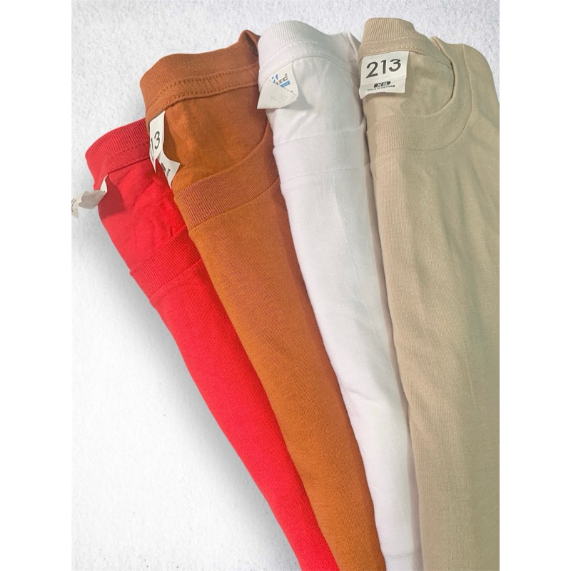 LU39 | เสื้อยืดคอกลม แขนสั้น ผ้าฝ้าย 100% Cotton สีพื้น มือหนึ่ง พร้อมส่ง