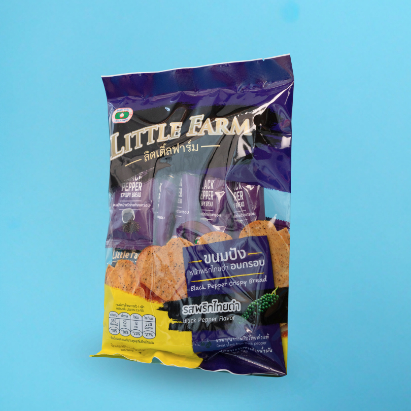 ขนมปังพริกไทยดำ ลิตเติลฟาร์ม (10ซองจิ๋ว) / Little Farm Black Pepper Crispy Bread  76 G (10 packs) - รูปที่ 2