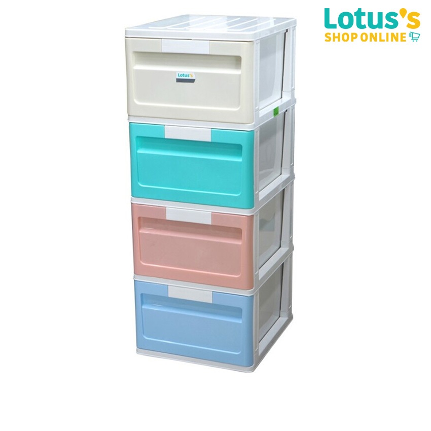 โลตัส ตู้ลิ้นชักพลาสสติก DIY 4 ชั้น สีเรนโบว์ LOTUS'S DRAWER CABINET DIY RAINBOW 4 TIER