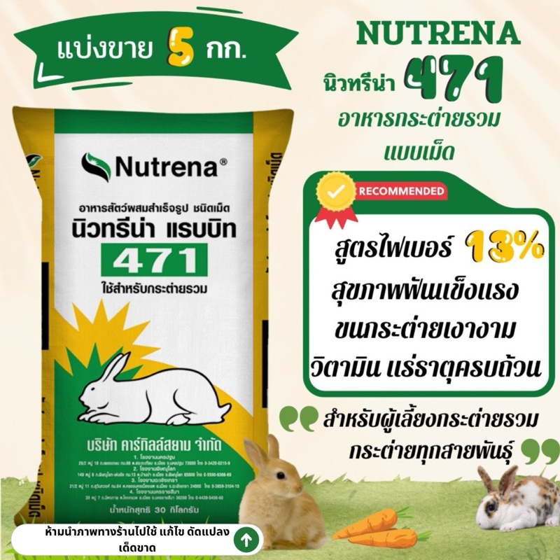 (ตักแบ่งขาย 5 kg.))นิวทรีน่า แรบบิท 471 อาหารกระต่าย อาหารกระต่าย ไฟเบอร์สูง ขนเงางาม แข็งแรง