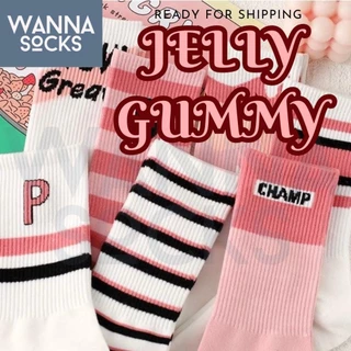 ส่งจากไทย!! ถุงเท้าน่ารัก JELLY GUMMY สีพาสเทล สไตล์เกาหลี ข้อกลาง ถุงเท้าแฟชั่น ทำจากผ้าฝ้าย A61