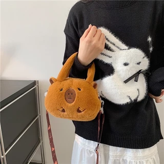 (พร้อมส่ง)Su194-COD-กระเป๋าเป้สะพายหลังสายรัดจมูก Capybara, กระเป๋าเป้สะพายหลังตุ๊กตาหมี Lang Mouse, ของขวัญตุ๊กตาหมีสํ