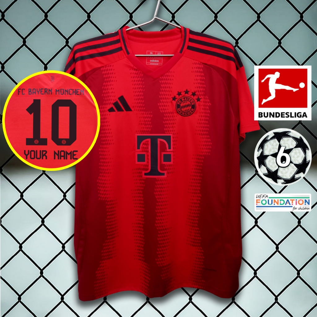 เสื้อฟุตบอล ทีม บาเยิร์น / แดง ล่าสุดปี 24-25 AA0125 เกรดแฟนบอล รับทำชื่อ-เบอร์ ไซส์ยุโรป XS-4XL