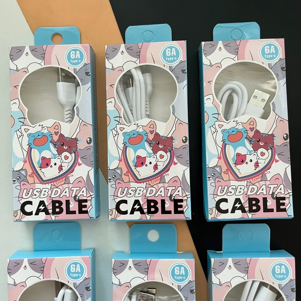 (ยกโหล 12 ชิ้น) No.182 สายชาร์จ สายชาร์จโทรศัพท์ USB TYPE C กล่องลายการ์ตูน