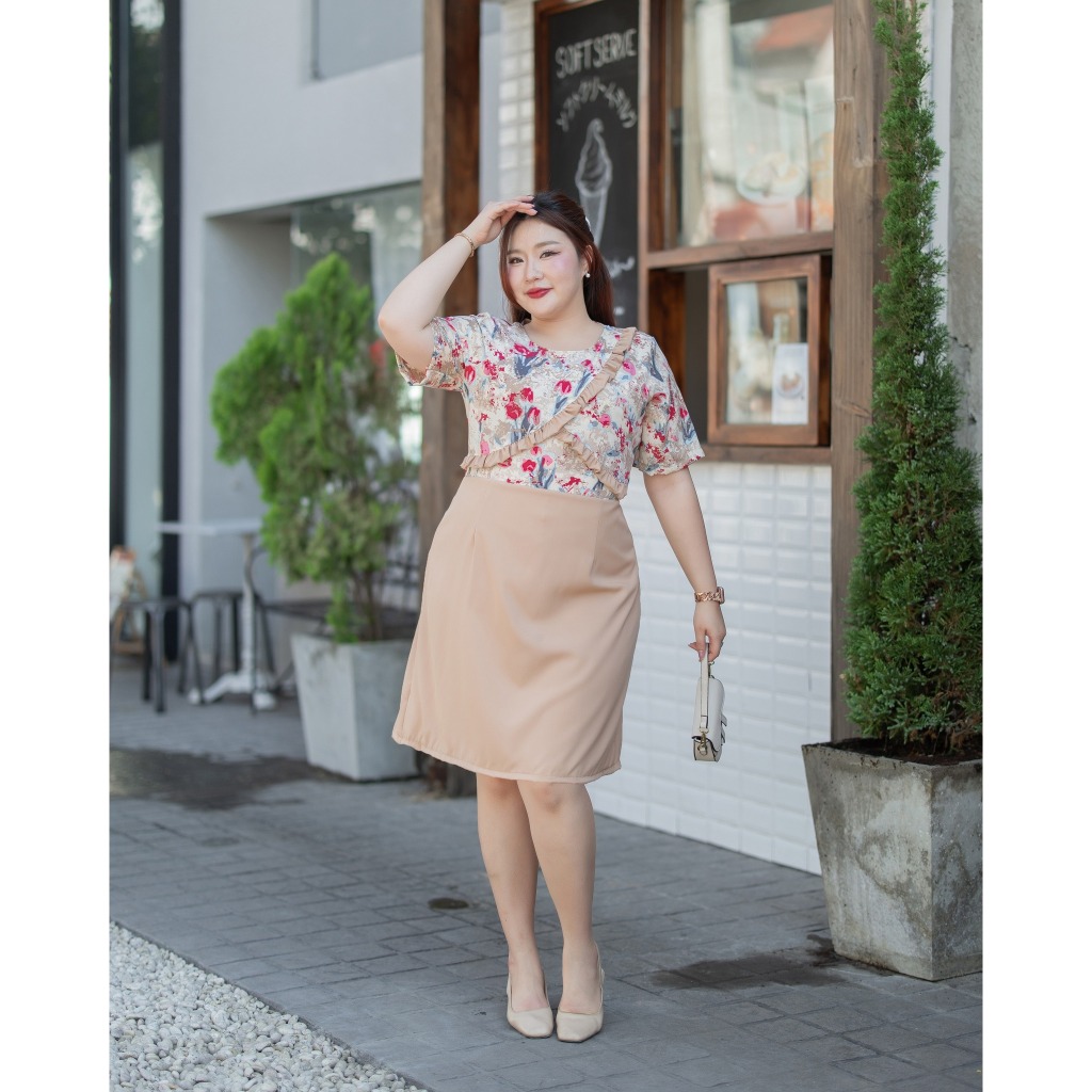 พร้อมส่ง มีหลายไซส์ XL/2XL/3XL ชุดทำงาน คุณครู ข้าราชการ เดรสสาวอวบ