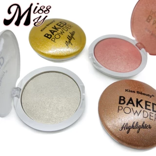 Kiss Beauty Glow Highlighter Baked Powder ไฮไลท์เนื้อคุ้กกี้ เนียนนุ่ม กระจายแสง ผิวโกลว์เข้ากับทุกเฉดสี