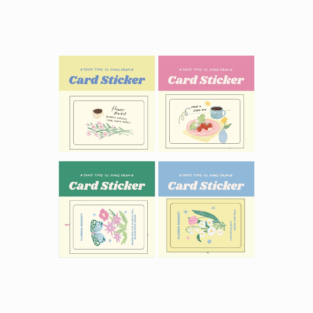 [Take Time To Make Kraam] Card stickers Flowers market collection สติ๊กเกอร์PVCเนื้อด้านกันน้ำ ติดบัตรรถไฟฟ้า