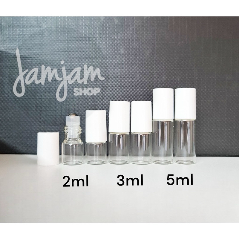 ขวดลูกกลิ้ง ขวดใส-ฝาขาว ขวดน้ำหอม ขวดน้ำมัน ขวดพิมเสน (1ml./2ml./3ml./5ml.)