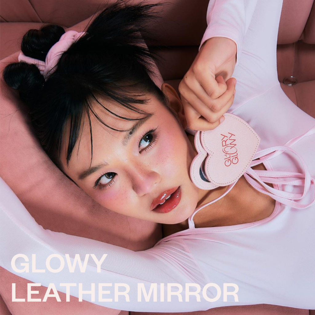 GLORYGLOWY GLOWY LEATHER MIRROR - กระจกหนังพกพารูปหัวใจ