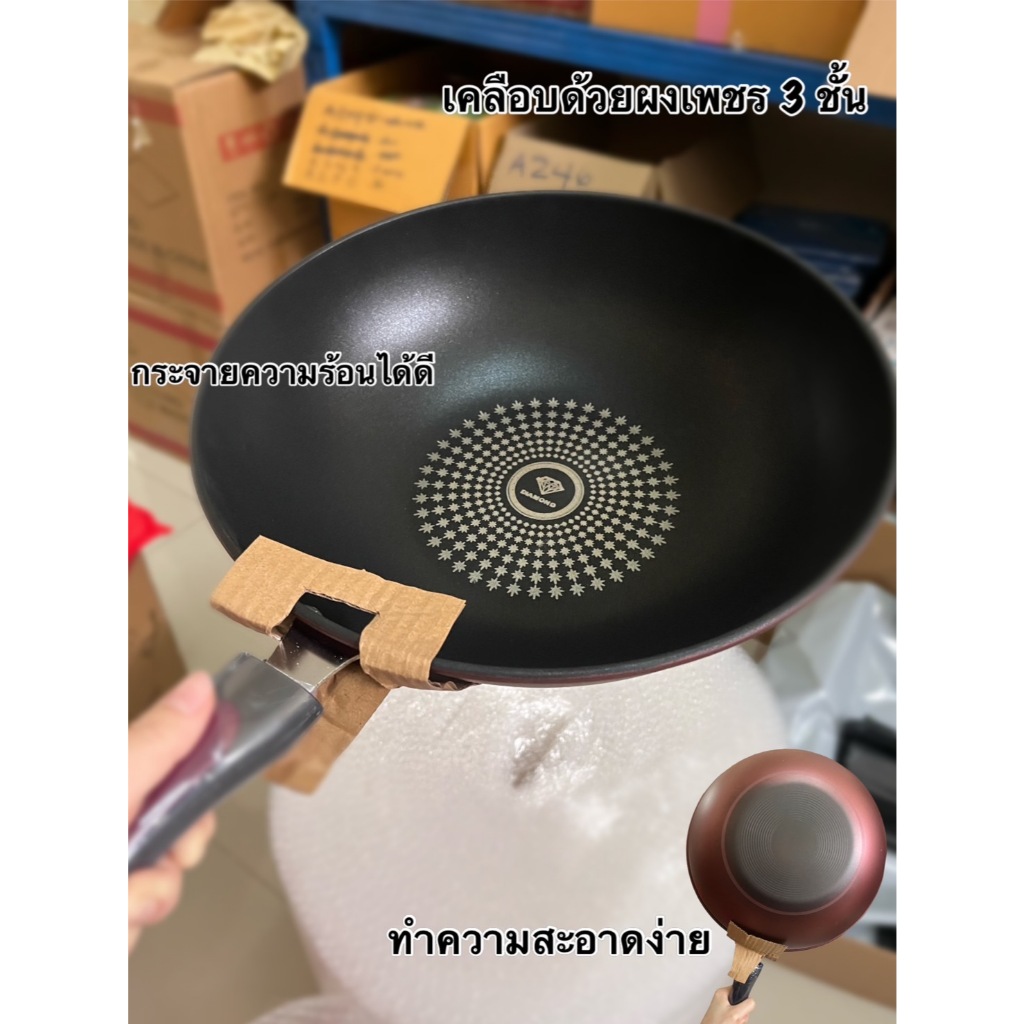 กระทะใช้กับเตาแม่เหล็กไฟฟ้าได้ กระทะ Non Stick ขนาด 32 CM. พร้อมส่ง!! 241364