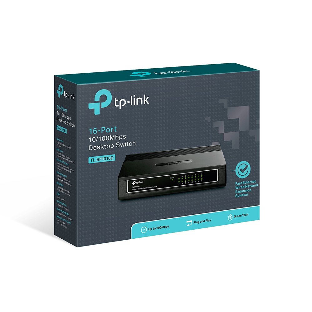 (ประกัน LT) TP-Link TL-SF1016D 16-Port 10/100Mbps Desktop Switch สวิตช์ สวิตช์ฮับ  - HITECHubon