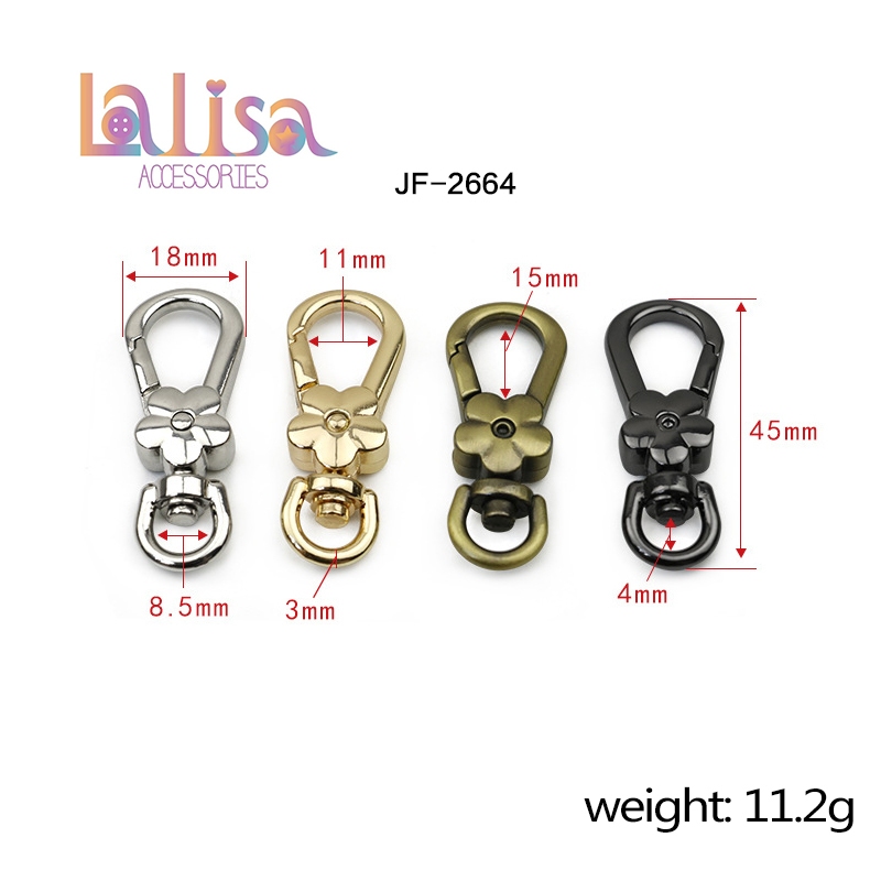 ตะขอคอหมาโลหะผสมลายดอกไม้ ตะขอคอหมาก้ามปู อุปกรณ์อะไหล่ตกแต่ง alloy flower dogclip  (C-2-F,JF-2664)
