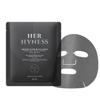 HER HYNESS INSTANT GLOW BLACK MASK (1 SHEETS) เฮอ ไฮเนส แบล็คมาส์ก เพื่อผิวโกลว์ใส 1 แผ่น มาส์กดำ