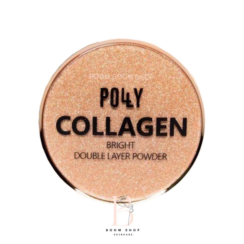 Polly Collagen Bright Double Layer Powder พอลลี่ แป้งพัฟผสมคอลลาเจน 2 ชั้น ในตลับเดียว (22g.x1ตลับ)