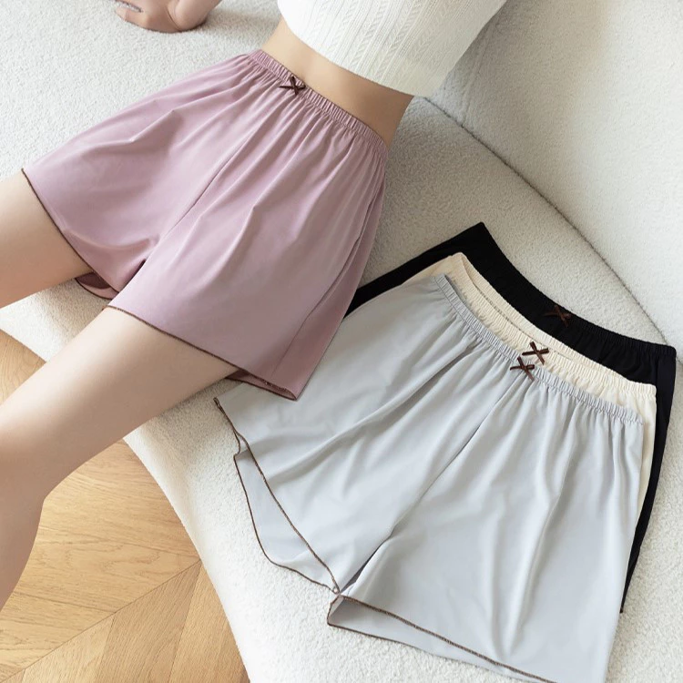 C08 กางเกงขาสั้น M-4XL ขอบสีมีโบว์ ซับใน ใส่นอน ผ้านิ่มสีพื้นใส่สบาย เอวยืดหยุนได้ดี พร้อมส่ง กางเกงไซส์ใหญ่ กางเกงคนอวบ