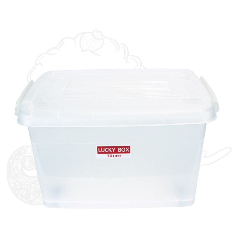 (Lucky)กล่องพลาสติกมีล้อ ฝาล็อคใส่เอกสาร A4ได้จุ 30 ลิตร ขนาด 50 x 36 x 27 ซม.