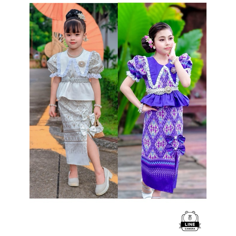 ชุดไทยเด็ก ชุดไทยประยุกต์ ชุดไทยใส่ไปโรงเรียนชุดทำบุญ ชุดงานบุญ งานบวช