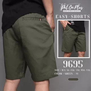 GOODWIN - 9695 EASY SHORTS กางเกงขาสั้น ผู้ชายเอวยืด ผ้าคอตต้อน สีพื้น