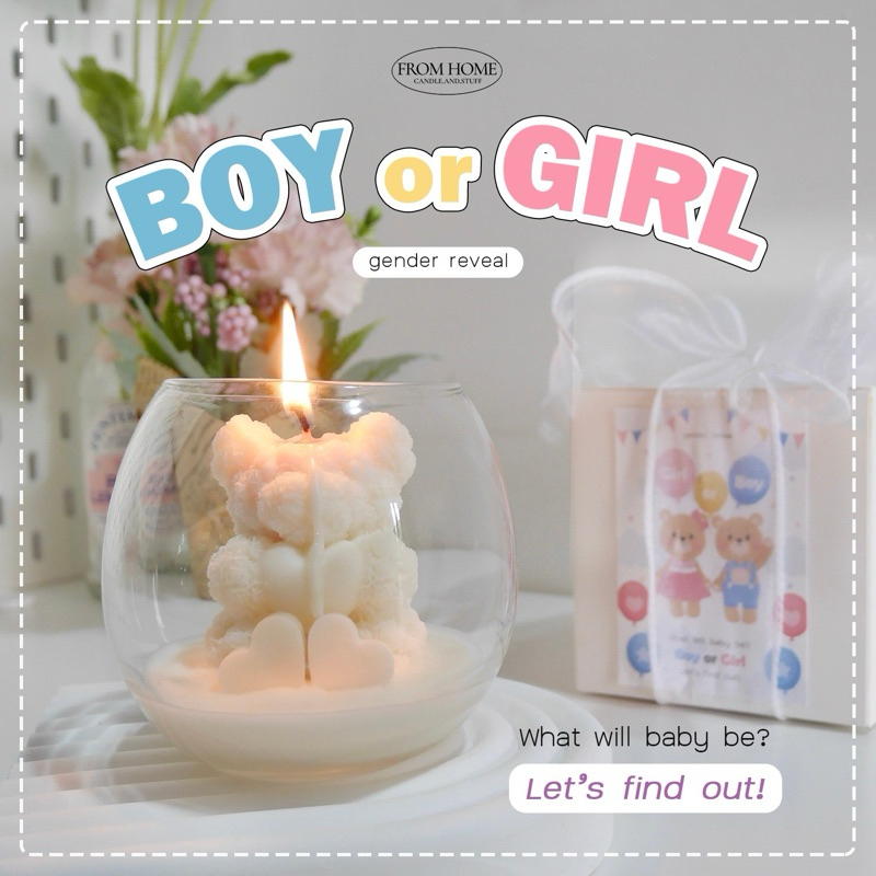 gender reveal เทียนหมี teddy ทายเพศ boy or girl / baby shower
