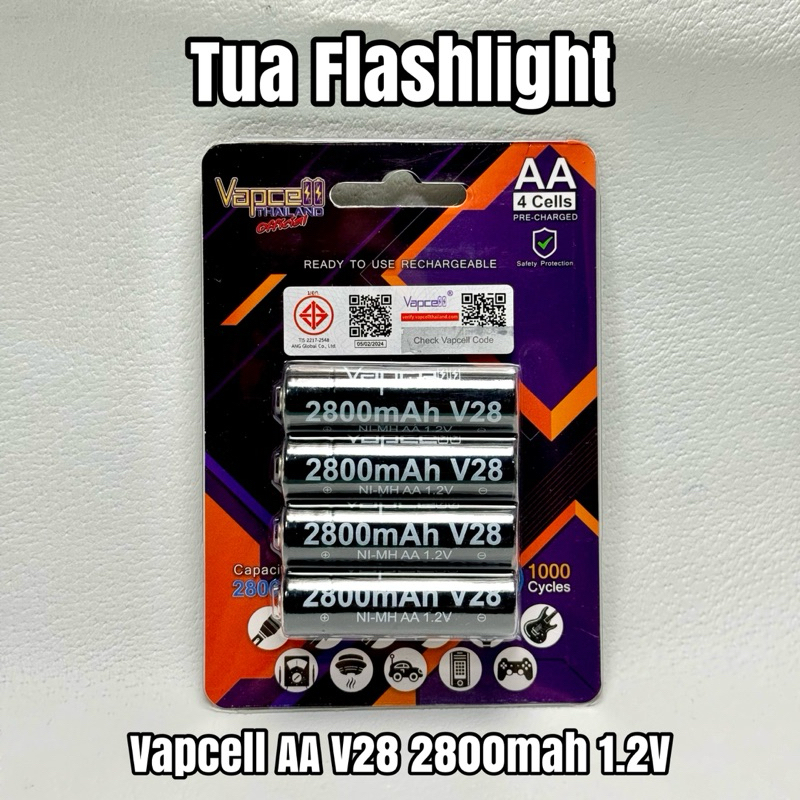 ถ่านชาร์จ AA Vapcell V28 2800mah 1.2V