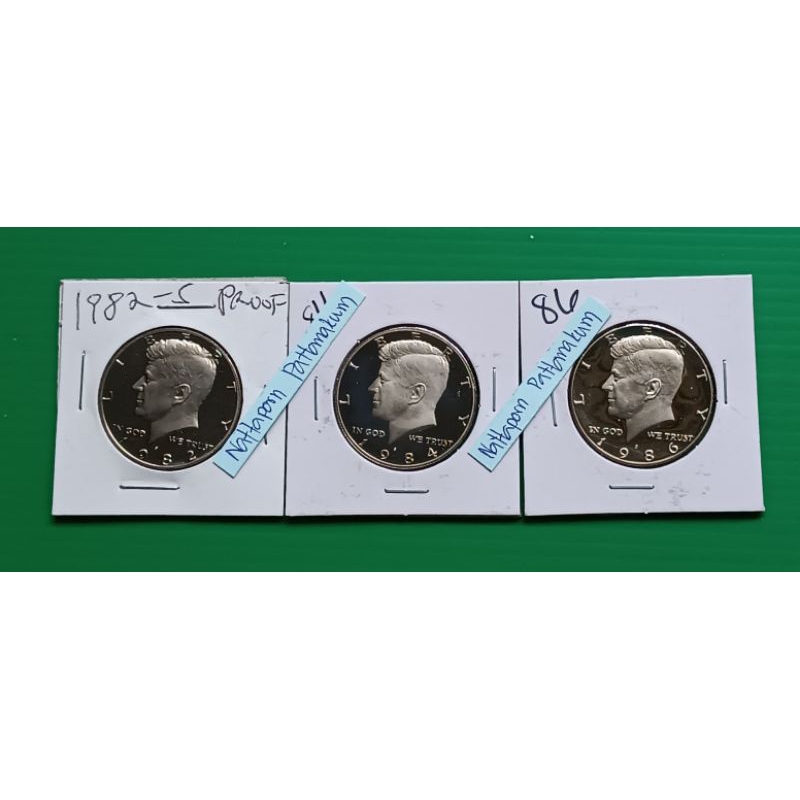 เหรียญ Kennedy Half Dollar Proof Strike ปี 1986,1984,1982 ขัดเงา