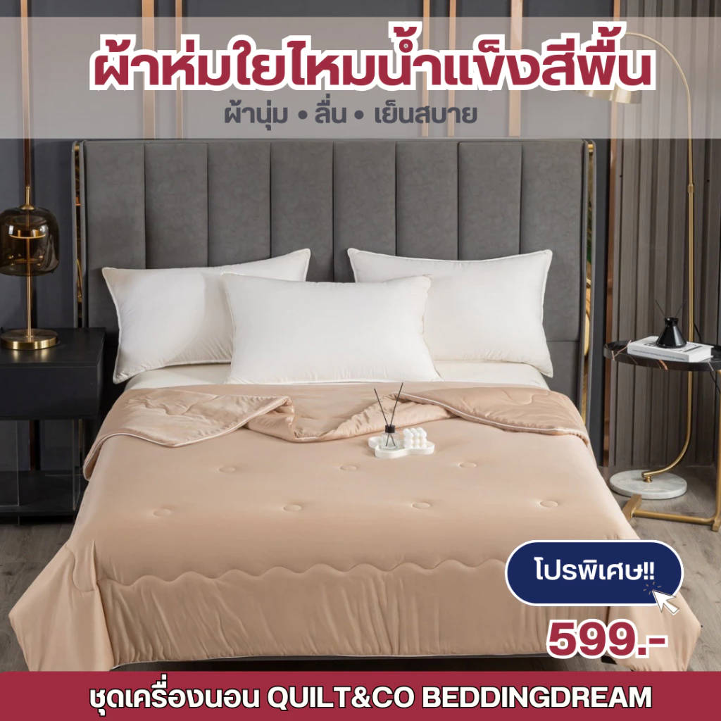 ผ้าห่มใยไหมน้ำแข็ง QUILT&CO BEDDINGDREAM งานคุณภาพ นุ่ม ลื่น เย็นสบาย กันไรฝุ่น ไม่ติดขนสัตว์
