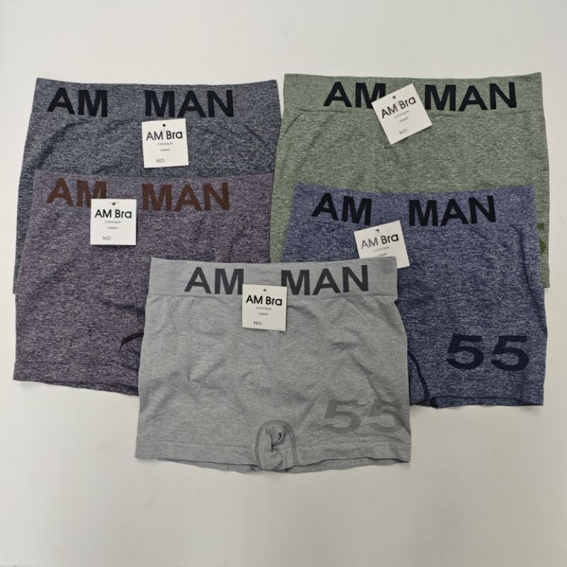 กางเกงในผู้ชาย Am Men บ็อกเซอร์ Boxer ผ้านิ่ม ไร้ตะเข็บ 5074# สำหรับเอว 28-40