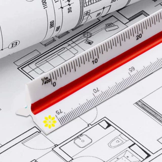 RUJI ไม้สเกล สามเหลี่ยม 12 นิ้ว สเกลต่ำ / สเกลกลาง / สเกลสูง Scale Ruler ไม้สเกลสามเหลี่ยม