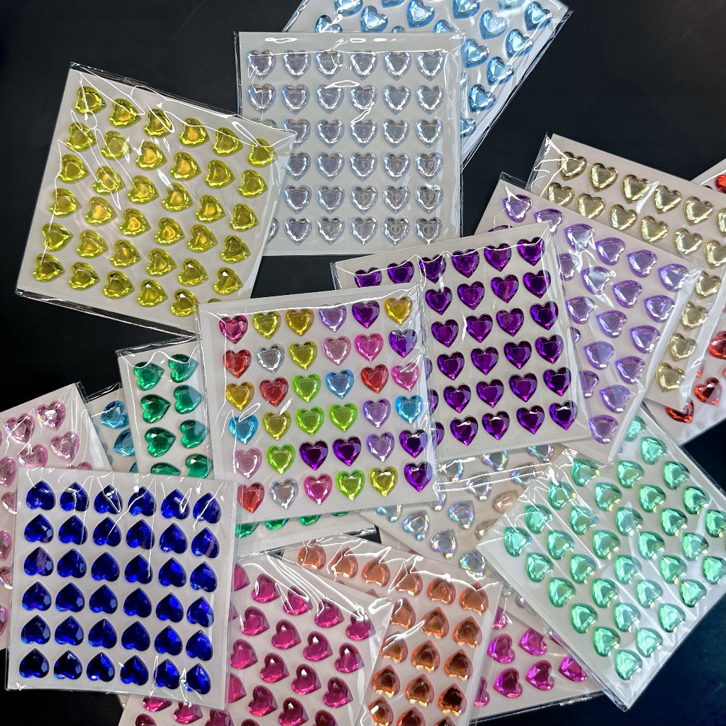 🇹🇭พร้อมส่ง | สติกเกอร์หัวใจนูน สติกเกอร์เพชร3D 36ดวง ขนาด 10มม. (3D heart stickers 10mm)