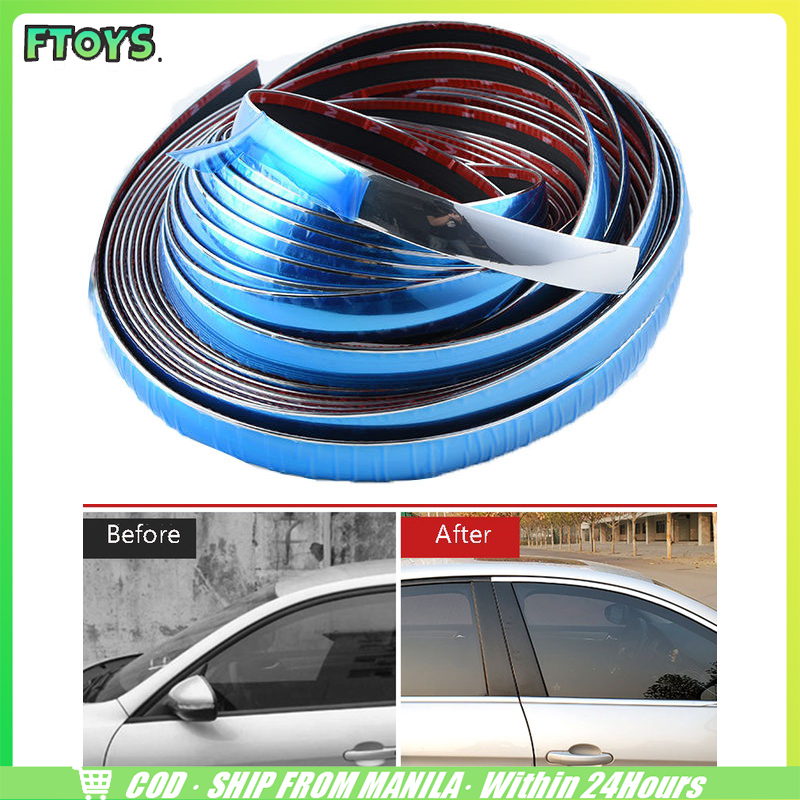 ร้านอยู่ที่ไทย คิ้วโครเมี่ยมรถยนต์ กว้าง6-10MM ยาว3M สีดำ สีเงิน ติดยางขอบกระจก กันกระแทกกันชน