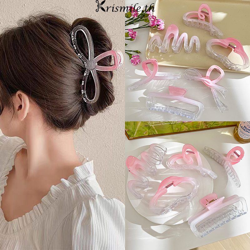 COD-ในไทย💖กิ๊บหนีบผมใหญ่ รูปผีเสื้อ ประดับโบว์ สีชมพูไล่โทนสี หวาน สไตล์เกาหลี แฟชั่นสําหรับผู้หญิง สําหรับมัดผมหางม้า-K