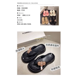 พร้อมส่ง รองเท้าแตะหูหนีบ คุณภาพดีมาก วัสดุEVAเกรดA ส้นสูงแบบหนา5.5CM ดีไซน์ใหม่น่ารัก #2001