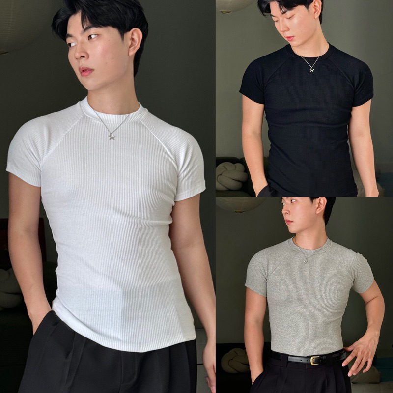 เสื้อยืดรัดรูปผ้าร่อง Premium แบรนด์ Cozyvibe
