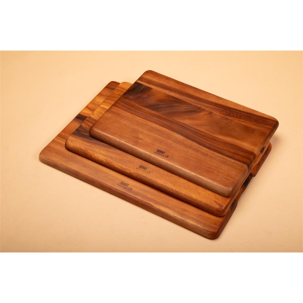 BILLI DESIGN [SERVING BOARD] บอร์ดเสิร์ฟไม้จามจุรีขอบมน เซาะมือจับด้านข้าง
