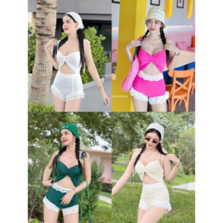 Bodysuit บอดี้สูทสายเดี่ยวผ้ามุ้งยืดแต่งระบายลูกไม้ งานตามหา…