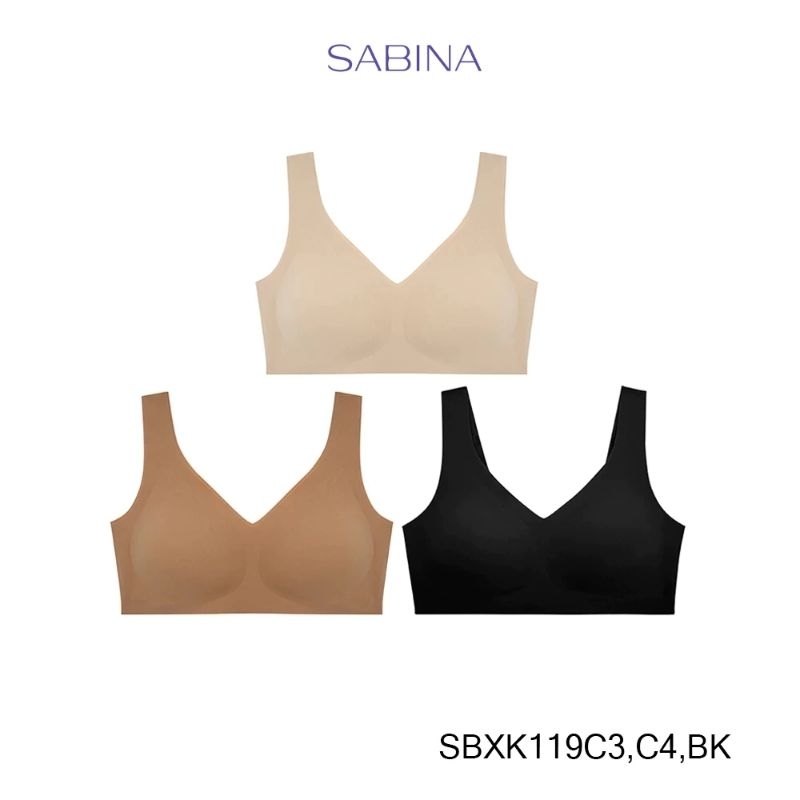 (Set 3 ชิ้น)Sabina เสื้อชั้นใน Seamless Fit รุ่น Soft Collection รหัส SBXK119/NBK24007/NBD24006 ไร้โครง มีตะขอหลัง