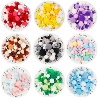 ปอมปอม ตกแต่ง DIY แบบนุ่ม 130ลูก คละสี คละขนาด ใส่กระเป๋าหรือบอลใสตกแต่งตุ๊กตา Art Toy (Fur Ball)
